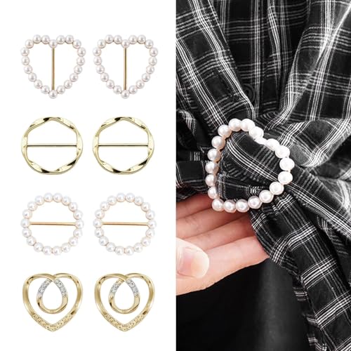 Image of 2 Pcs Scarf Ring Clips for Women Metal Shirt Tightener Cinch Buckle for Silk Scarf Shawl Blouse Sweater T Shirt Clothing Accessories