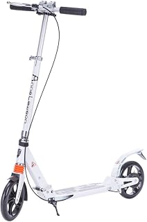 Equipo de fitness Aleación de aluminio de dos ruedas Freno de mano plegable de dos ruedas Patinete de pedal para adultos para gimnasio en casa (Color : Blanco)