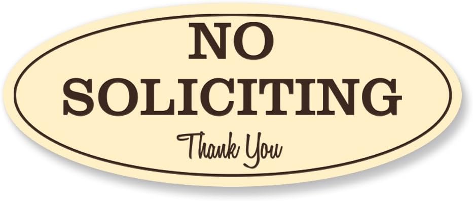 Oval No Soliciting Sign (Ivory) - Large