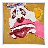 Hand-painted Oil Work Wall Art.12 x 12 inchs.Original Work of Abstract Clown Oil Painting, Non Printed.Joker Wall Decoration Painting.