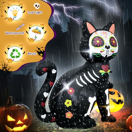VIKIMORA 5FT Skeleton Cat Halloween Inflatable Decoration - image 5
