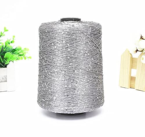 FEINIAO Hilo de Ganchillo para Tejer Hilo de poliéster con Hilo de Lentejuelas 500G Hilo con bucles Hilo de Tejer con Hilo de Bobina Grande Lurex