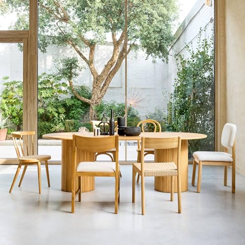 Tavolo Da Pranzo Ovale In Legno Di Hevea E Impiallacciatura Di Rovere - 6