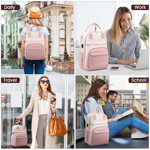 LOVEVOOK Rucksack Damen Laptop Rucksack 15.6 Zoll Schulrucksack Mädchen Teenager Wasserdicht Schultasche Jungen Backpack Anti-Diebstahl School Bag für Schule Reise Arbeit Leicht