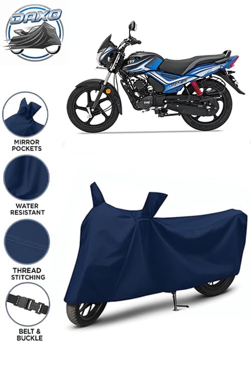 Image of Waterproof Bike Cover for TVS Star City Plus | All Weather Protection from Rain, Dust, UV Rays & Scratches with Mirror Pockets & Buckle Belt | Star City Plus Bike Cover