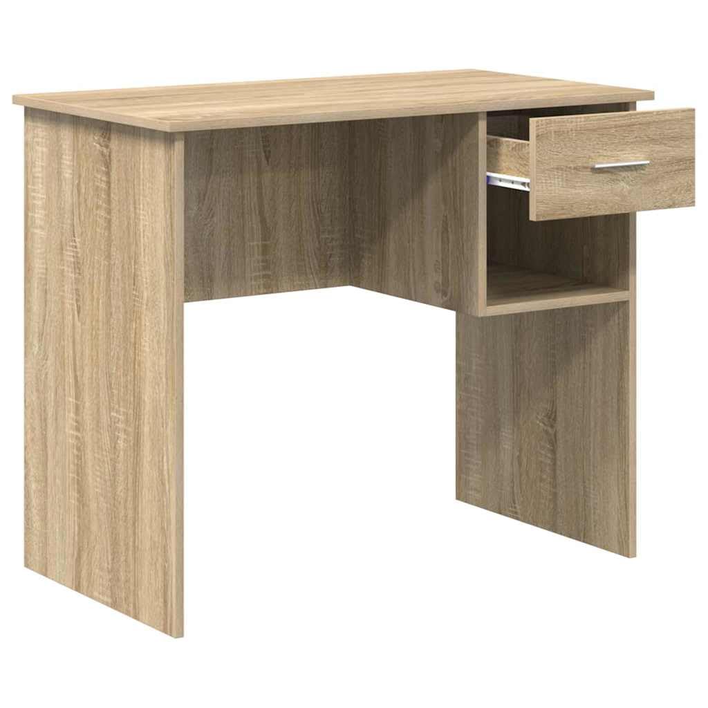 Scrivania Sonoma Rovere 90 x 49 x 75 cm con cassetto e scaffale, design moderno, struttura in legno resistente per ufficio, casa, gioco e camera da letto