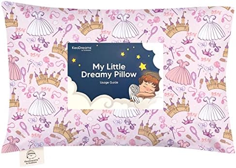 Toddler Pillow with Pillowcase - 13x18 My Little Dreamy Pillow, Organic Cotton Toddler Pillows for Sleeping, Kids Pillow, Travel Pillows, Mini Pillow, Nursery Pillow, Toddler Bed Pillow(Dear Princess)