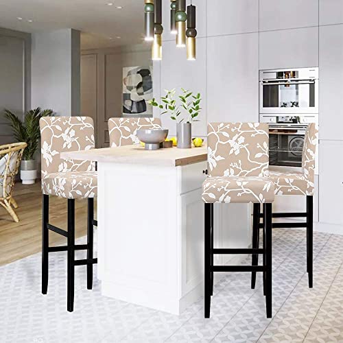 Image of Lellen Bar Stool Covers Set of 4- Jacquard Bar Stool Chair Cover with Backs,Barstool Covers Slipcovers,Stretch Barstool Seat Covers,Chair Protector Covers for Kitchen Dining Room Counter Island