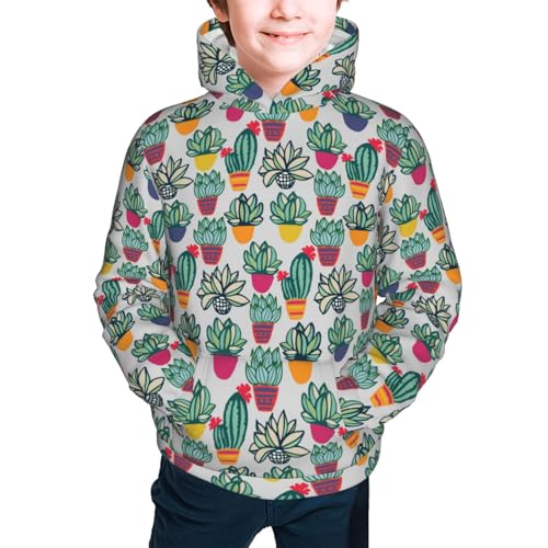 Cactus Plant Kid Hoodies Boys Sweatshirts Girls Pullover with Pocket3