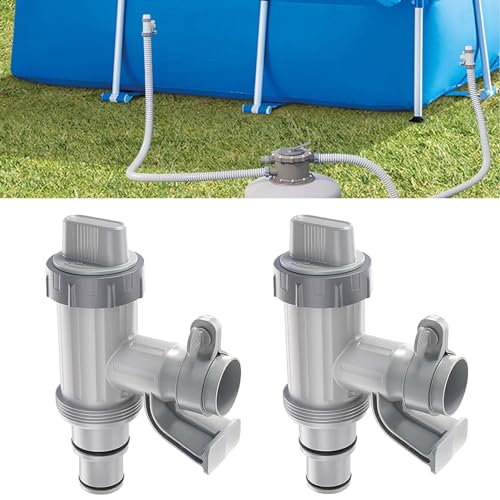Adaptateur de Tuyau de Piscine Hors Sol avec Vanne d'entretien/d'arrêt et Support de Tuyau, Accessoires de Piscine pour Système de Pompe de Piscine, pour Tuyau 32/38mm...