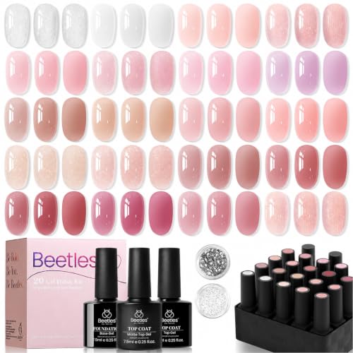 Beetles Nude Pink Gel Nail Polish Set, 20 Colors Nude Paradise Gel Nail Kit