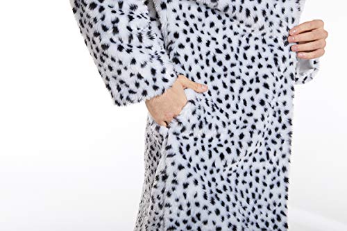 Image of UMREN Mens Warm Leopard Faux Fur Coats Jacket Long Luxury Overwear Parka Cardigans