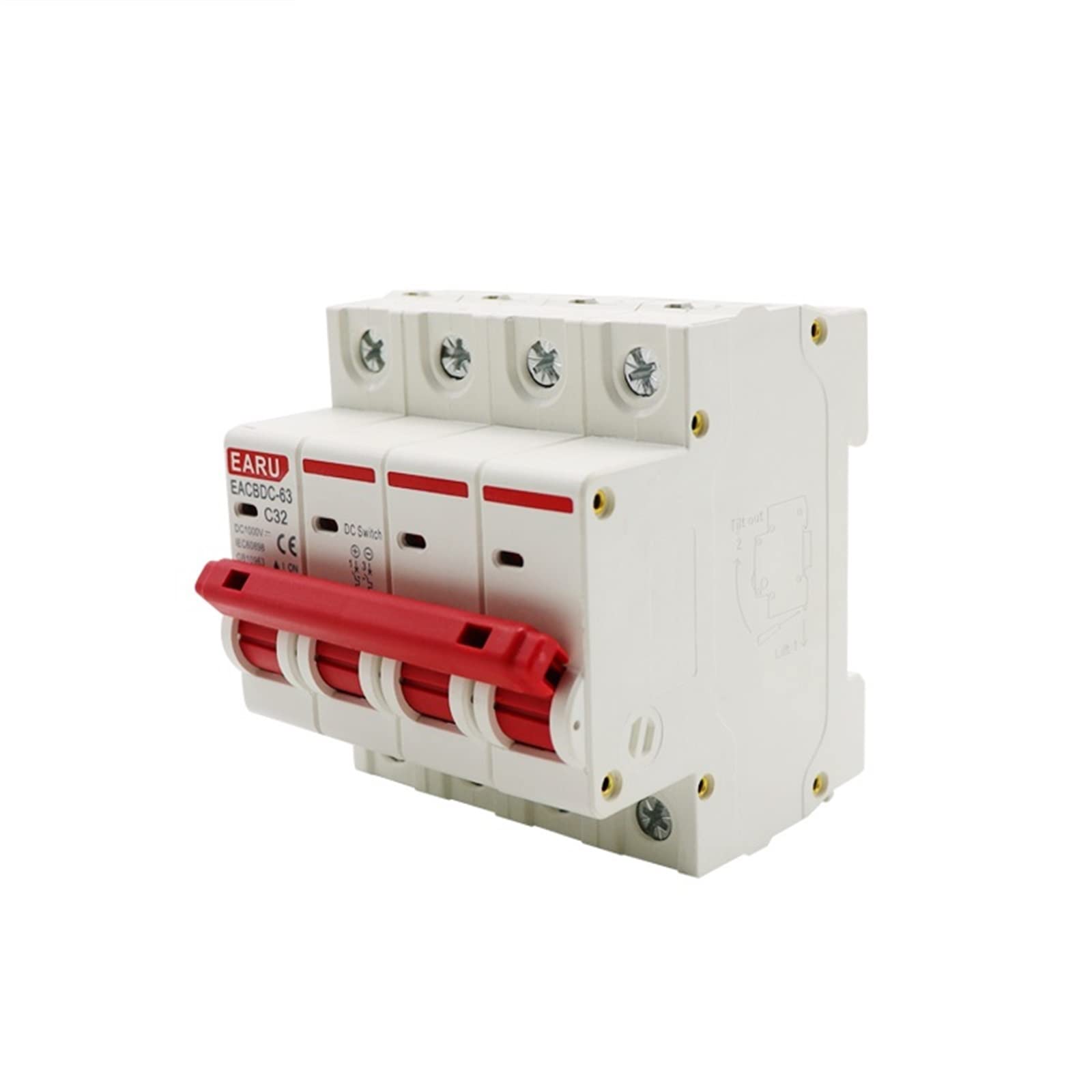 10 mini wyłączników solarnych 1000 V DC 4P, zabezpieczenie przed przeciążeniem, 6 A, 10 A, 16 A, 20 A, 25 A, 32 A, 40 A, 50 A, 63 A, do systemów fotowoltaicznych (25 V)