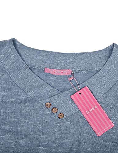 Joymom Nursing Tshirt,Misses Aesthetic V Neck Short Sleeve Flowing Breastfeeding Shirts Maternity Snug Stretch Slim Fit Tunics Tops For Leggings Loungwear Blue S #TOP4