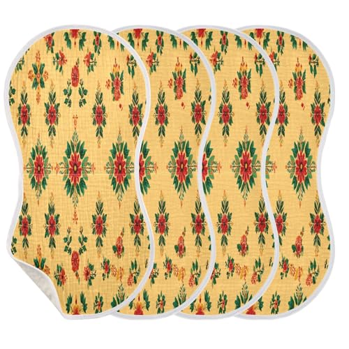 Kigai Yellow Red Flowers Baby Burp Cloths Extra Soft and Absorbent Burping Rags Cotton Burping Clothes Baby Washcloths for Newborn Boys Girls - 2 Pack3