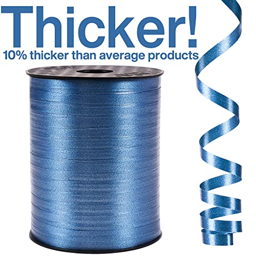 Image of PartyWoo Navy Blue Ribbon, 500 Yard, Curling String Balloon Thin Gift Ribbon for Gift Wrapping Balloons Presents Floral Graduation Christmas Birthday Wedding Party Decorations (1 Roll)
