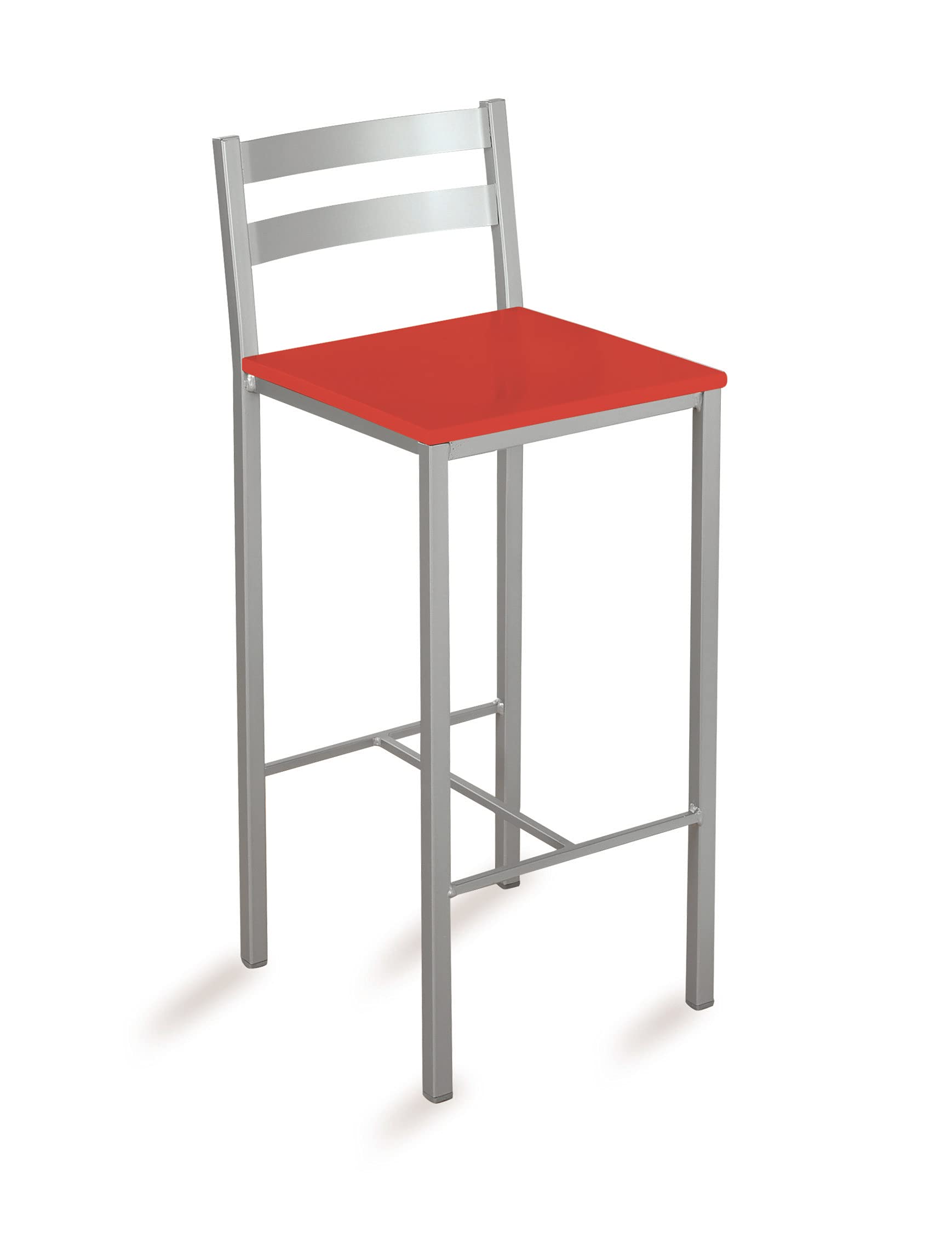 ASTIMESA Taburete Alto de Cocina con Franjas horizontales Asiento 70 cms Polipiel Rojo