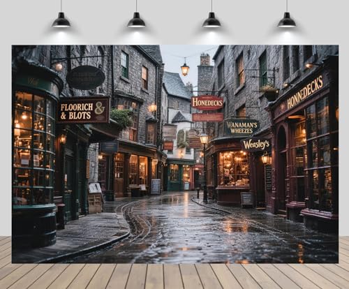 CHNYWORK 7x5ft Vintage Alley Backdrop Brick House Shop Store Magician Wizards Street Background Magic Kids Adults Birthday Wedding Party Decoration Portrait Photo Booth Studio Props Wallpaper