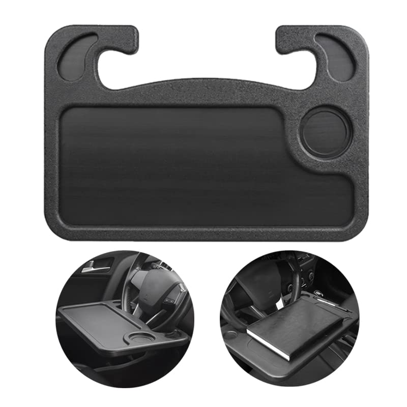 Photo 1 of BetterJonny Car Tray for Steering Wheel, Multipurpose Car Table Laptop Tray 2 in 1 Car Steering Wheel Desk Tray Steering Wheel Desk Laptop Holder for Laptop Work & Eating (Black)
