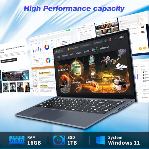 16 Zoll Laptop, Core i5-8210Y-Prozessor, Laptop 16 GB RAM 1TB SSD, Notebook mit 1920x1200 Display, RJ45, Typ-C, USB 3.0, BT5.0, Webcam, Digitale Tastatur mit Hintergrundbeleuchtung PC-Computer