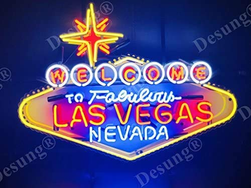 Beer Bar24inx20in Welcome to Fabulous Las Vegas Nevada Neon Sign Light Lamp HD Vivid Printing Technology Handmade Beer Bar Pub Man Cave HD12
