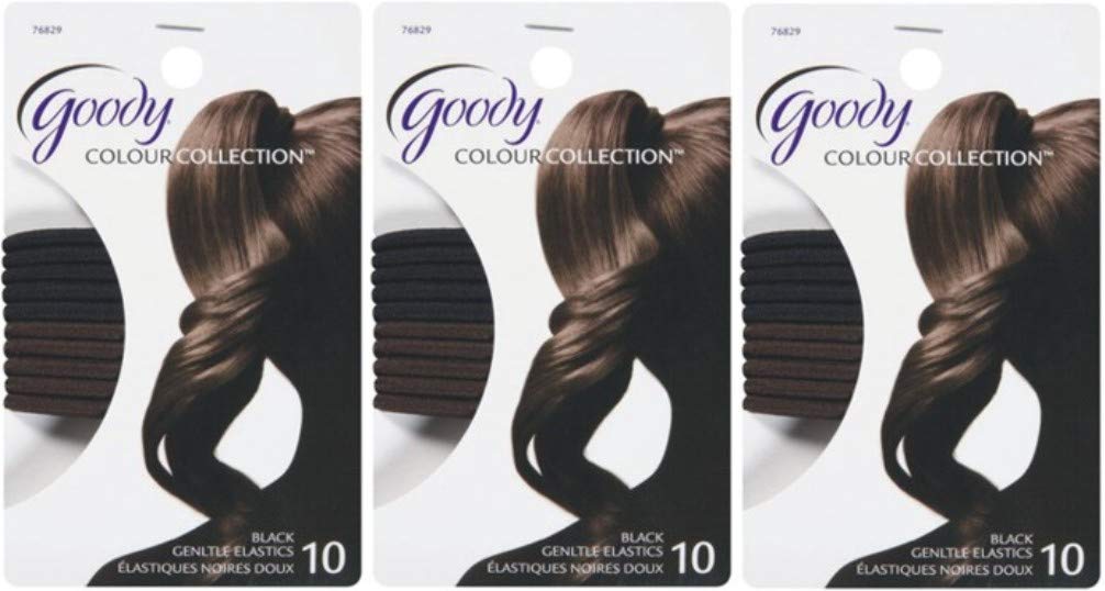 Goody Colour Collection Braided Elastics, Black, 4 mm, 10 Count (Pack of 3)