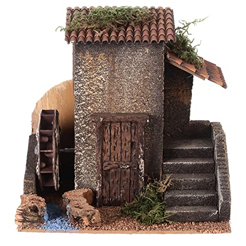 Wasserrad Krippe 31 Holyart Wassermühle mit Motorantrieb, für 8 cm Krippe, 20x15x20 cm