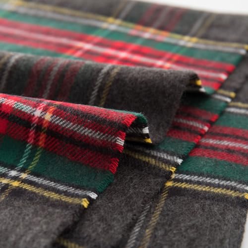 CALVIN & OLIVIA Cashmere Feel Scarf Soft Winter Soft Tartan Plaid Fashion Scottish Check Multi-Color Gift for Men Women Grey Green Red Tartan4