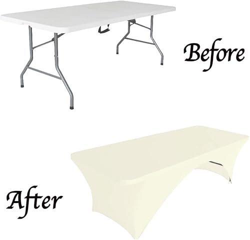 Miniatura 4 de Eurmax - Mantel ajustable de poliéster elástico con parte frontal cubierta y parte posterior descubierta, disponible en más de 30 colores