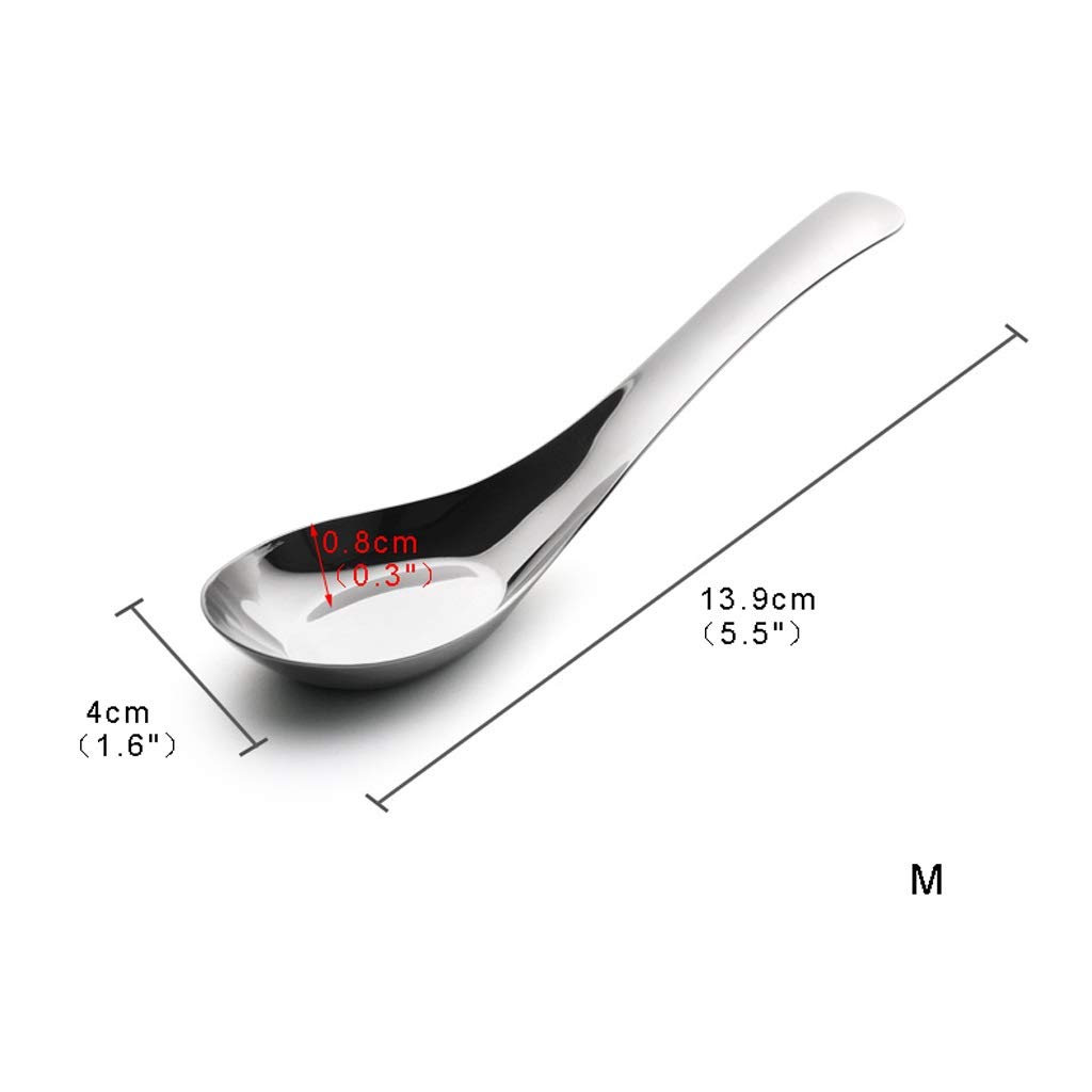 Cuillères à Soupe 4 pièces Cuillère en Acier Inoxydable, cuillère à Fond Plat, cuillère de ménage, cuillère à dîner, Conception Profonde, cuillère de Service de Grande ca,(M Size)