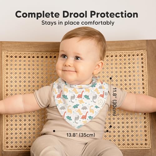 Image of 8pk Organic Baby Bandana Bibs for Drooling and Teething (Mesozoic)
