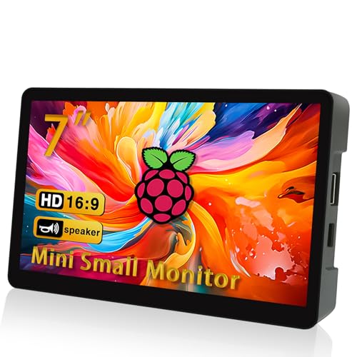 Image of HAMTYSAN 7'' Small HDMI Monitor 800x480 Raspberry Pi Screen with Case Second /Extend Screen for Raspberry Pi 5 /4 /3 Win11 /10 /8 /7, Plug & Play, Dual Speakers, Non-Touch