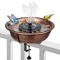 VIVOHOME Deck Mounted Bird Bath with Solar Fountain, Outdoor ABS Birdbath Bowl with Adjustable Metal Clamp, Solar Powered Pump for Railing, Fence, Balcony, 1.45 Gallons, Bronze