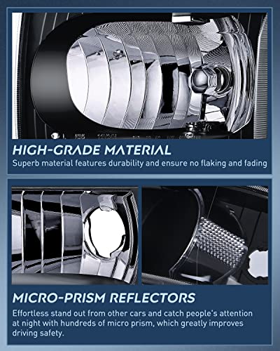 Image of Nilight Headlight Assembly Compatible with Ford 1999 2000 2001 2002 2003 2004 F250 F350 F450 F550 Super Duty Black Housing Clear Corner Clear Lens Headlights Assembly Replacement