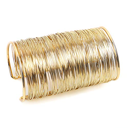 QTMY Cuff Wide Bracelet for Women Adjustable Alloy Metal Bangle Fashion African Jewelry(Thin Thread Wire Bracelet)
