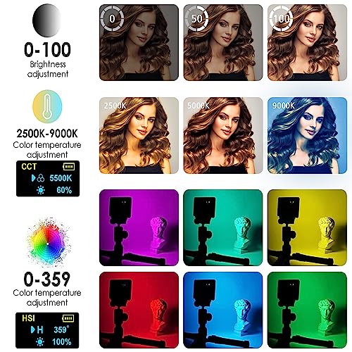 Video Light LED with Clip, Camnoon Selfie Streaming Light with 120 LED Beads 1000Lux, 2500K-9000K, 20 Scenario Light Effects - Image 3
