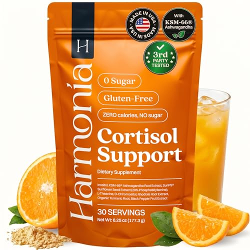 Harmonia Cortisol Cocktail | Cortisol Supplements for Women & Men with Ashwagandha Magnesium & L-Theanine | Drink Harmonia for Stress Relief Weight Management & Sleep Support (1 Pack x 30 Servings)