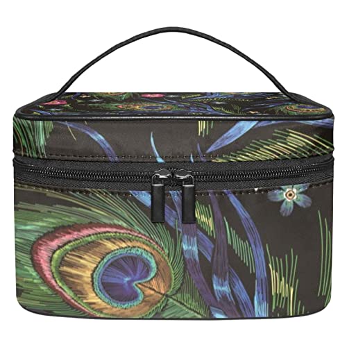 Sac à cosmétiques plumes et paon trousse de toilette voyage