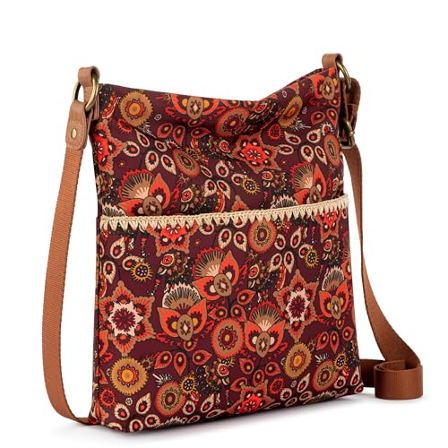 The Sak Lucia Leather Crossbody Purse - Sakroots Women's Handbag for Everyday & Travel - Cross Body Bag With Zipper2