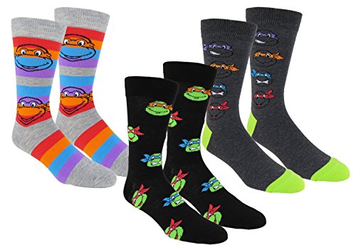 Teenage Mutant Ninja Turtles Casual Crew Socks 3 Pair Pack Multi Color