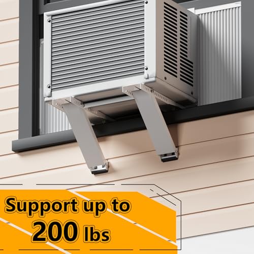 LBG Products Window Air Conditioner Bracket,Heavy Duty AC Support with 2 Arms,Up to 200lbs,Fit 5,000-22,000 BTU AC Units,Easy to Assemble Window AC Brackets