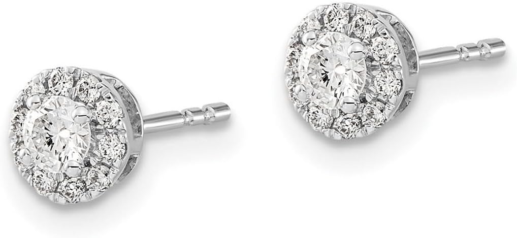 14k White Gold Diamond Post Earrings 6x6mm Wide Stud Earring for Women - Image 3