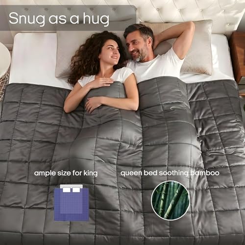 Image of ZonLi Cooling Weighted Blanket for Hot Sleepers, Rayon from Bamboo Viscose, Natural, Breathable Weighted Blanket for Adults Queen Size 80 inchx87 inch 20lbs, Grey