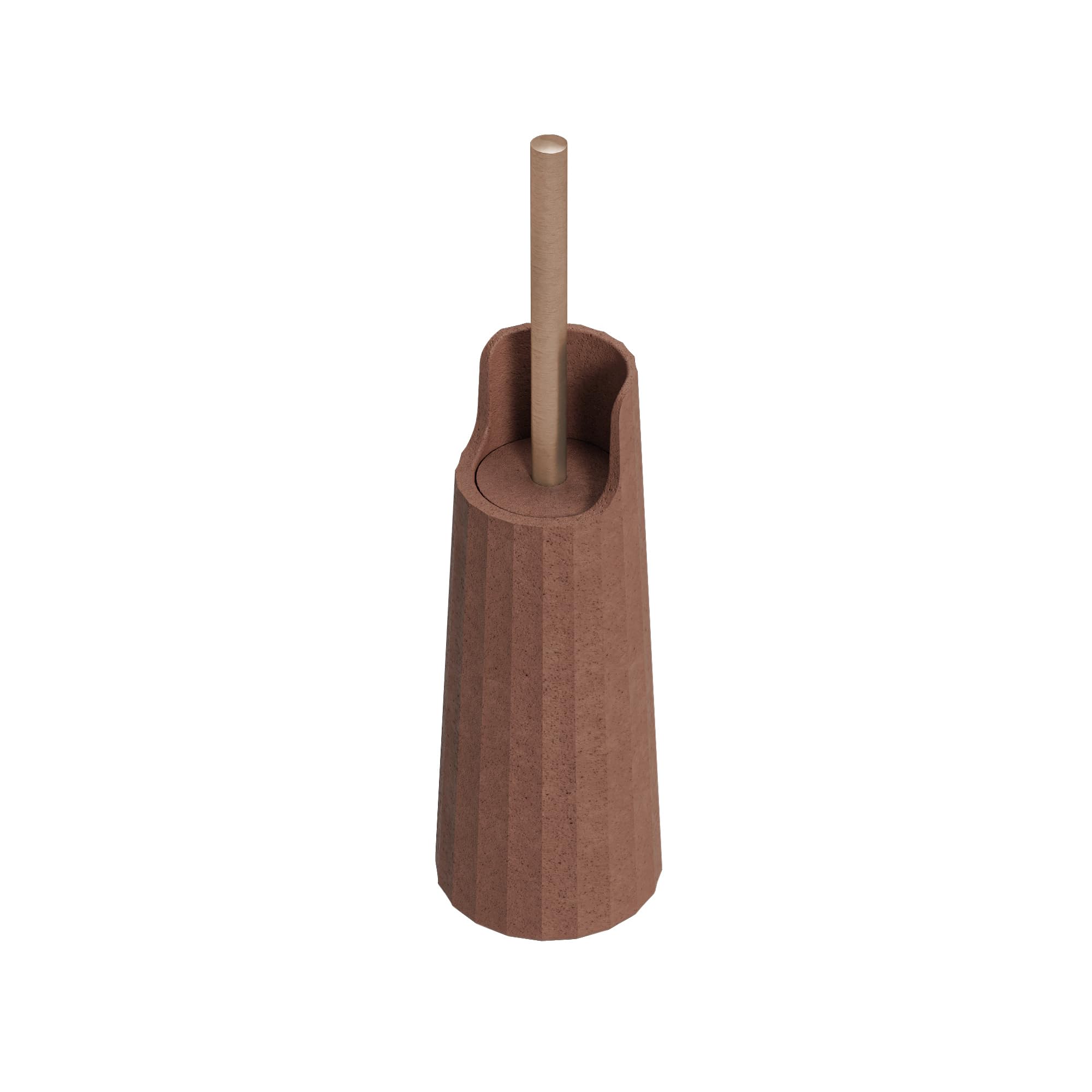 COSMIC Avenir Escobilla de Baño de Diseño Contemporáneo y Poligonal Fabricada en Plástico Reciclado. Escobillero de Suelo para WC en Color Terracota