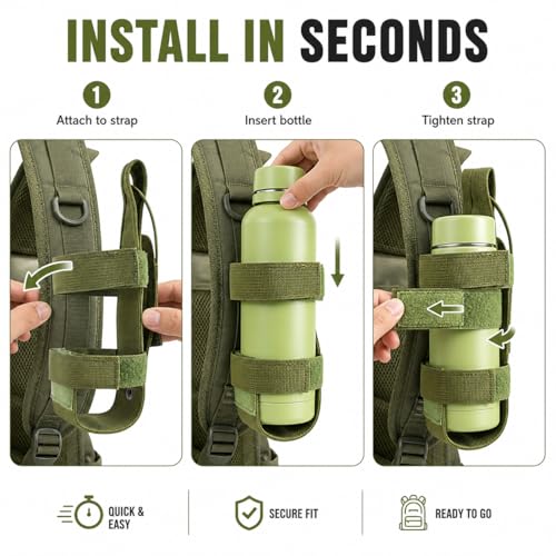 Image of Water Bottle Holder Pouch, Adjustable Nylon Bottle Bag with Belt Clip for Travel, Hiking, Cycling & Outdoor Sports, Portable Bottle Carrier
