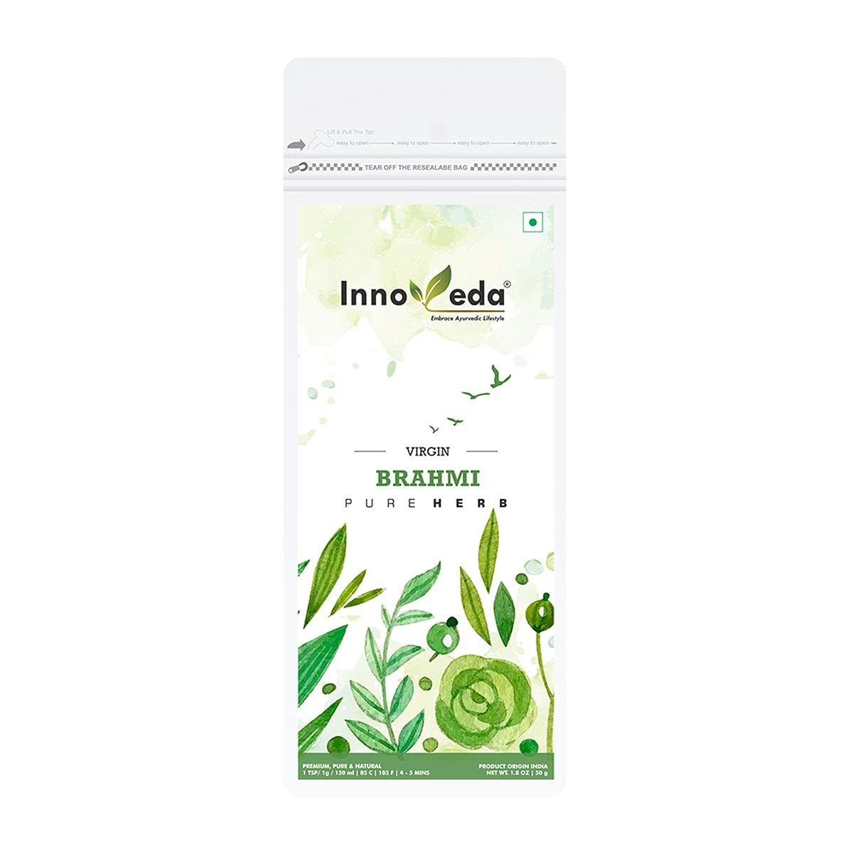 Innoveda Brahmi Pure Tea Brain Boosting Antioxidants 30 Tea Cups 50 Grams