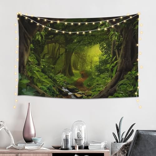 Tapiz de bosque verde con arroyo para transformar la decoración de tu salón o dormitorio 2