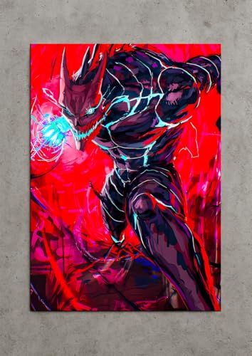 Image of NIJUKA Anime Printed A4 Size Metal sheet Poster For Home And Room Decoration | For Anime Art Fans Boys And Girls (Super Power Full Punch Kaiju NO 8)