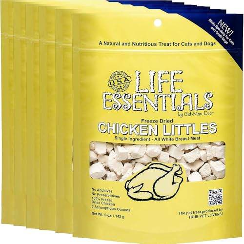 LIFE ESSENTIALS by CAT-Man-DOO Freeze Dried Chicken Little's for Dogs & Cats -5 oz (6) Pack