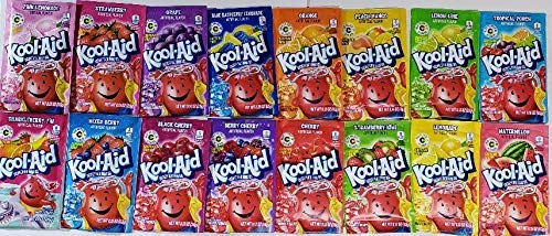 Amazon Com Kool Aid Drink Mix 16 Flavors Variety Pack 96 Packets Grocery Gourmet Food